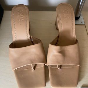 Zara Tan Heeled Sandals Size 41